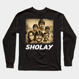 Sholays Epic Train Robbery Scene Long Sleeve T-Shirt